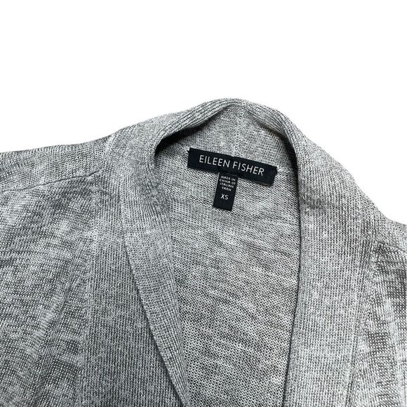 EILEEN FISHER Cardigan Sweater Gray Size XS Linen Blend - Picture 5 of 5